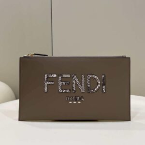 Replica Fendi 8N0178AC9S Fendi logo flat pouch clutch 8370S Gray