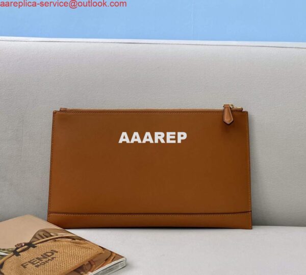 Replica Fendi 8N0178AC9S Fendi logo flat pouch clutch 8370S Tan