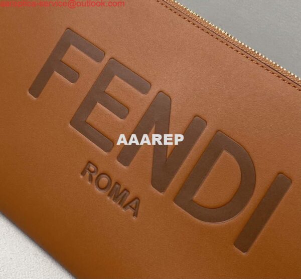 Replica Fendi 8N0178AC9S Fendi logo flat pouch clutch 8370S Tan 3