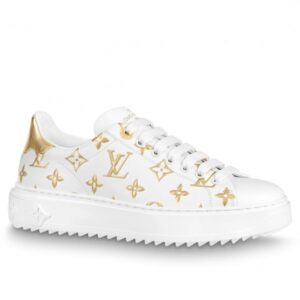 Replica Louis Vuitton Gold Metallic Monogram Time Out Sneakers