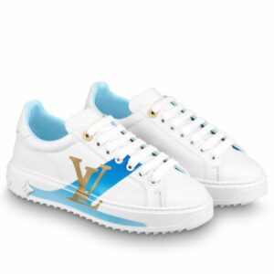 Replica Louis Vuitton Time Out Sneakers In Blue Printed Leather