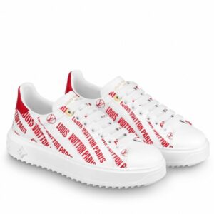 Replica Louis Vuitton Time Out Sneakers In Red Printed Leather