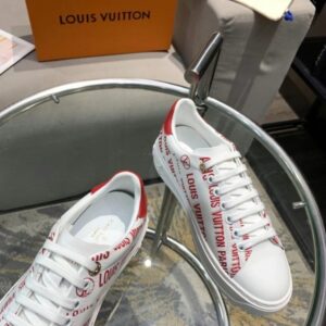 Replica Louis Vuitton Time Out Sneakers In Red Printed Leather 2