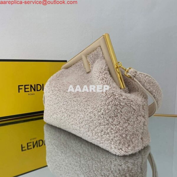 Replica Fendi First Medium Sheepskin Bag 8BP127 Beige 3