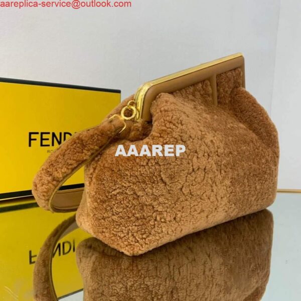 Replica Fendi First Medium Sheepskin Bag 8BP127 Brown 2