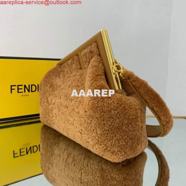 Replica Fendi First Medium Sheepskin Bag 8BP127 Brown 3