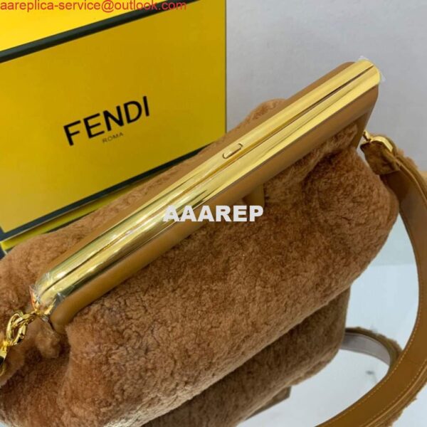 Replica Fendi First Medium Sheepskin Bag 8BP127 Brown 4