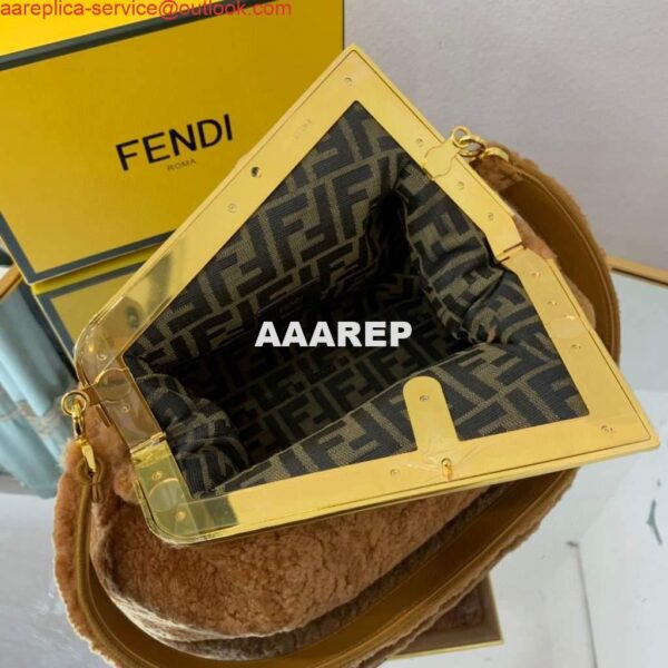 Replica Fendi First Medium Sheepskin Bag 8BP127 Brown 5