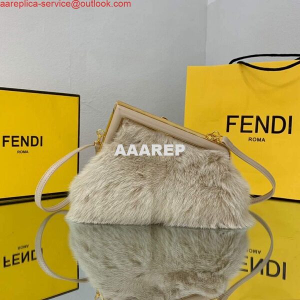 Replica Fendi FIRST Small Bag Fox fur Bag 8BP129 Apricot 3