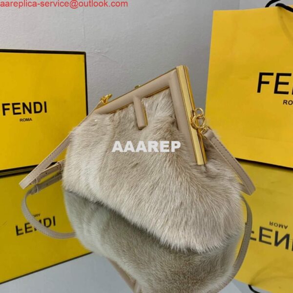 Replica Fendi FIRST Small Bag Fox fur Bag 8BP129 Apricot 5