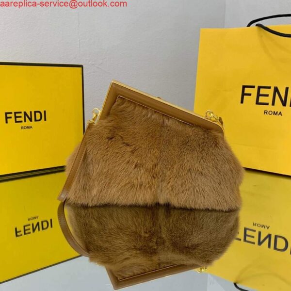 Replica Fendi FIRST Small Bag Fox fur Bag 8BP129 Brown 3