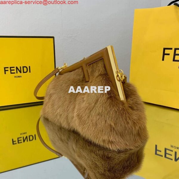 Replica Fendi FIRST Small Bag Fox fur Bag 8BP129 Brown 3