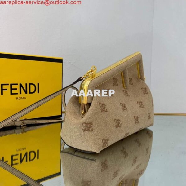 Replica Fendi First Small flannel Bag 8BP129 Tan 4