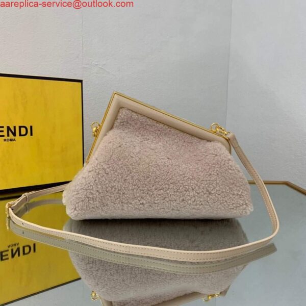 Replica Fendi First Small Sheepskin Bag 8BP129 Beige 3