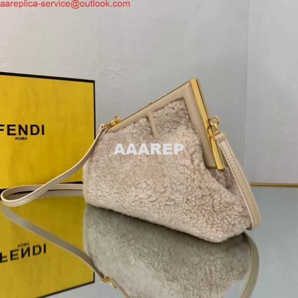 Replica Fendi First Small Sheepskin Bag 8BP129 Beige 5