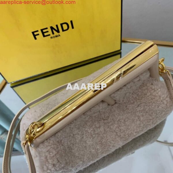 Replica Fendi First Small Sheepskin Bag 8BP129 Beige 6