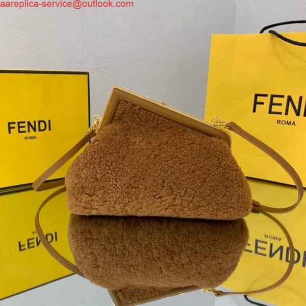 Replica Fendi First Small Sheepskin Bag 8BP129 Brown 3