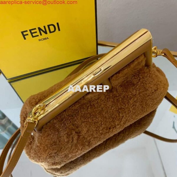 Replica Fendi First Small Sheepskin Bag 8BP129 Brown 6