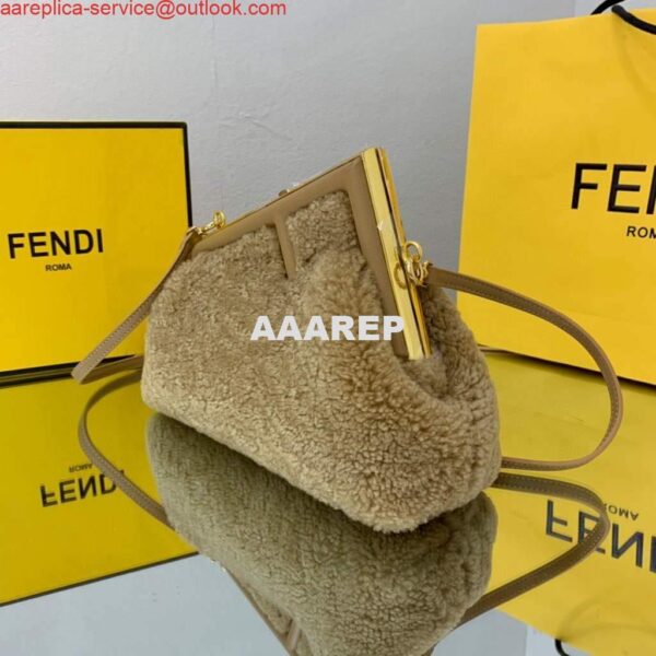 Replica Fendi First Small Sheepskin Bag 8BP129 Tan 3