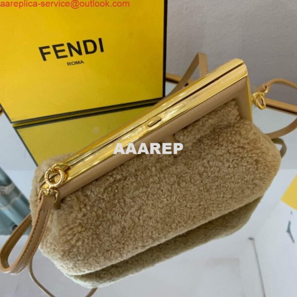 Replica Fendi First Small Sheepskin Bag 8BP129 Tan 4