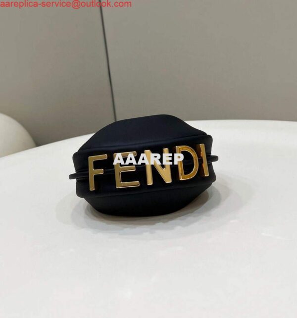 Replica Fendi Nano Fendigraphy Black Leather Charm 7AS089 Black 5