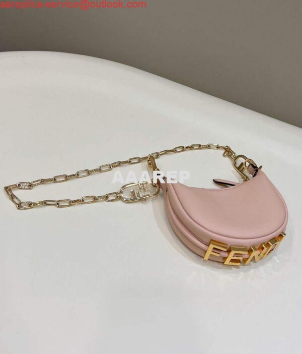 Replica Fendi Nano Fendigraphy Black Leather Charm 7AS089 Pink 3