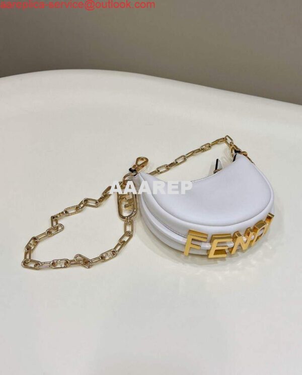 Replica Fendi Nano Fendigraphy Black Leather Charm 7AS089 White