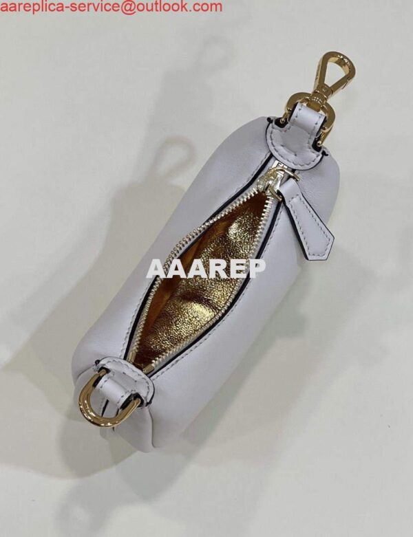 Replica Fendi Nano Fendigraphy Black Leather Charm 7AS089 White 4