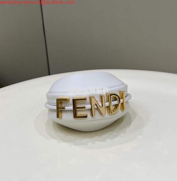 Replica Fendi Nano Fendigraphy Black Leather Charm 7AS089 White 10