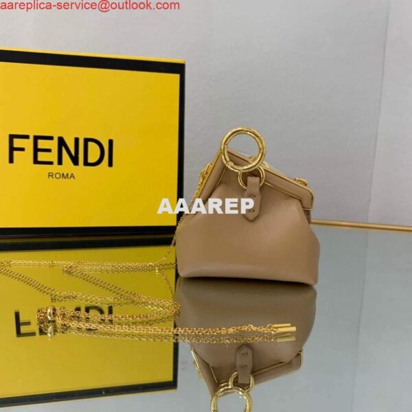 Replica Fendi Nano First Charm Shoulder Bag 7AS051 Apricot 2