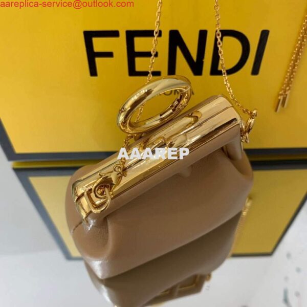 Replica Fendi Nano First Charm Shoulder Bag 7AS051 Apricot 6