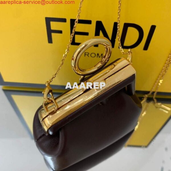 Replica Fendi Nano First Charm Shoulder Bag 7AS051 Dark Brown 5