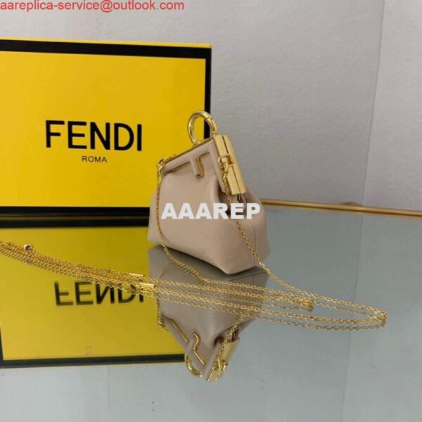 Replica Fendi Nano First Charm Shoulder Bag 7AS051 Light Pink 4