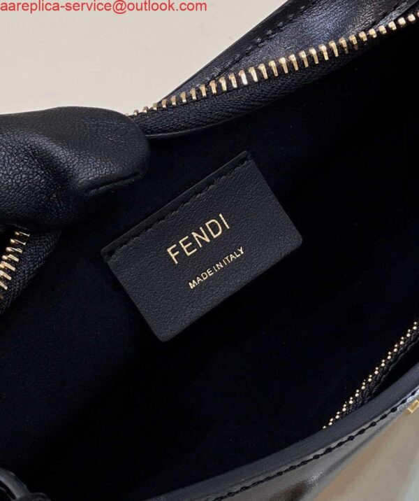 Replica Fendi O'Lock Swing Camellia leather pouch 8BS068 Black 6