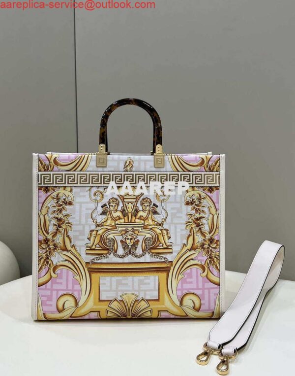 Replica Fendi Sunshine Medium Tote Shoulder Bag 8BH386 Versace FF Logo 2