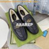 Replica Gucci Aria Loafer With Double G 670399 Black Chevron Matelasse 2