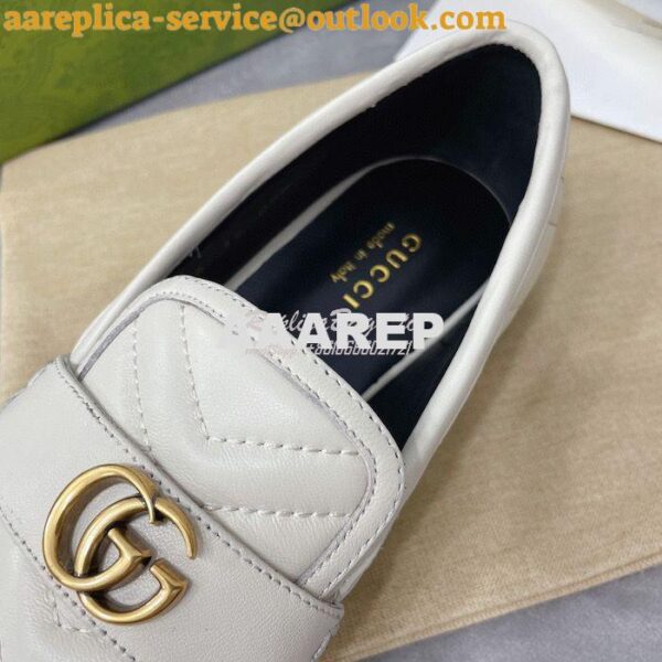 Replica Gucci Aria Loafer With Double G 670399 White Chevron Matelasse 6