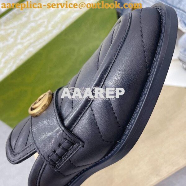 Replica Gucci Aria Slipper With Double G 670400 Black Chevron Matelass 10