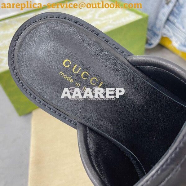 Replica Gucci Aria Slipper With Double G 670400 Black Chevron Matelass 11