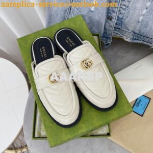 Replica Gucci Aria Slipper With Double G 670400 White Chevron Matelass