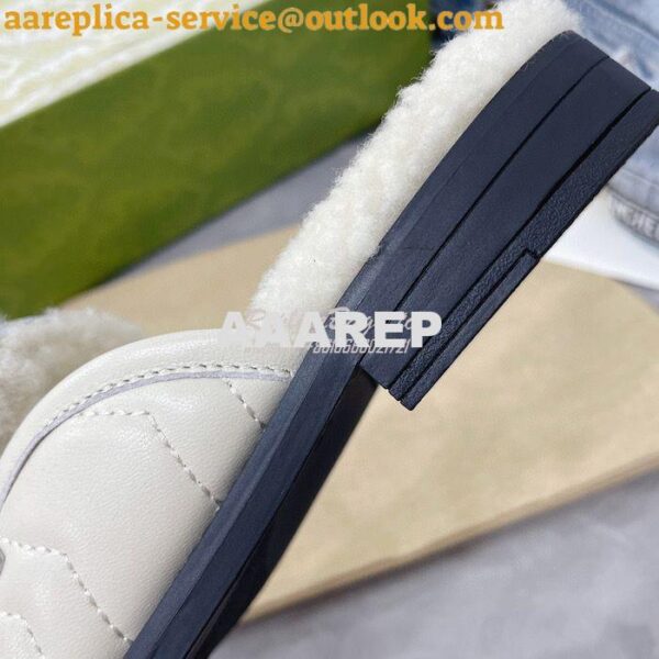 Replica Gucci Aria Slipper With Double G 670400 White Chevron Matelass 9