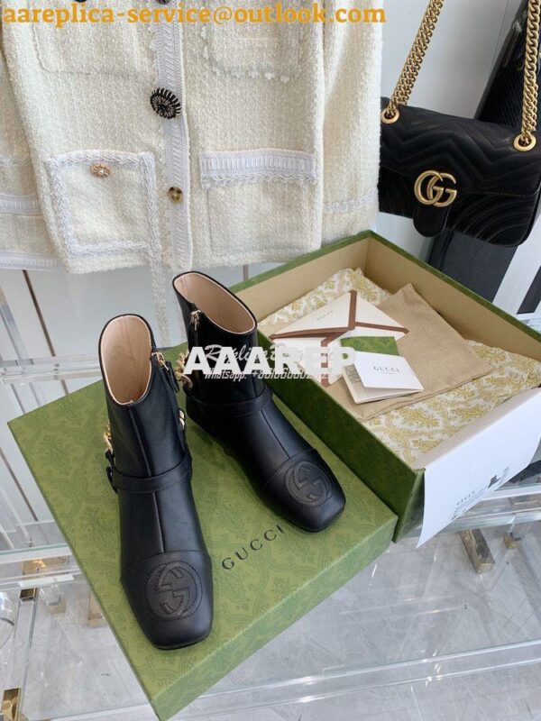 Replica Gucci Chain Soho Ankle Boot With Double G 360565 Black 4