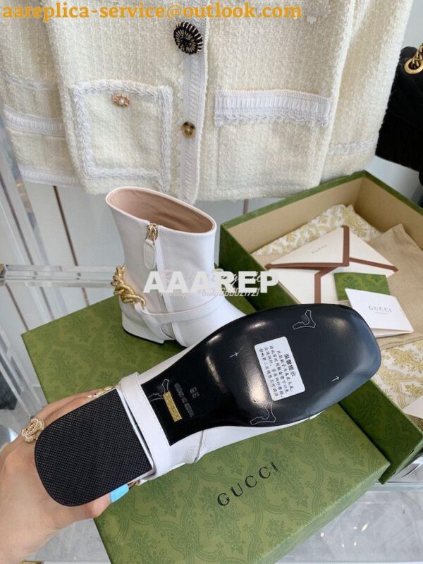 Replica Gucci Chain Soho Ankle Boot With Double G 360565 White 8