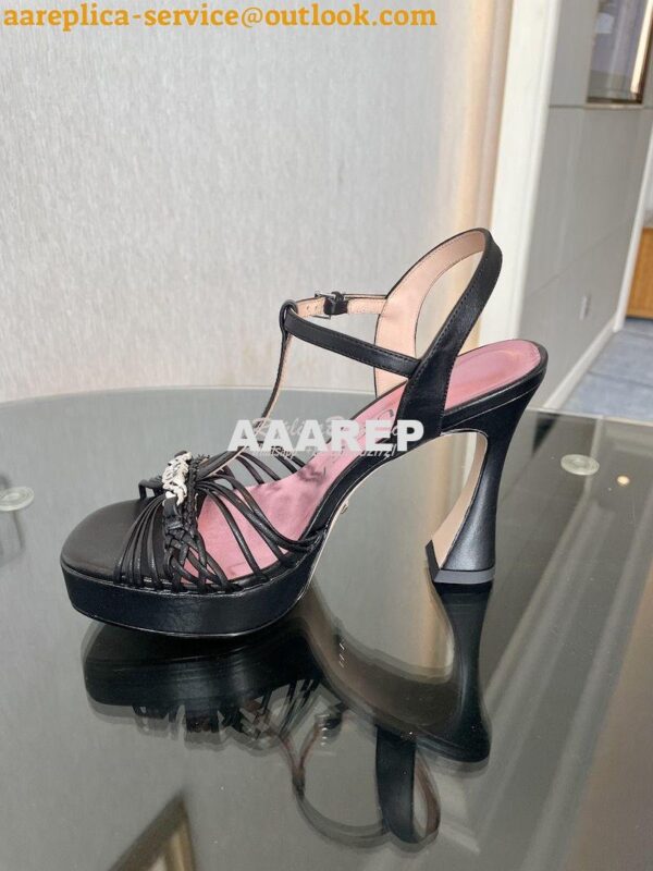 Replica Gucci GG-Chain Leather Sandals 746614 Black 9