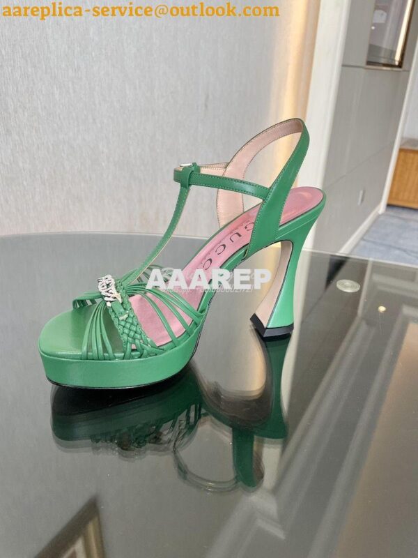 Replica Gucci GG-Chain Leather Sandals 746614 Green 9