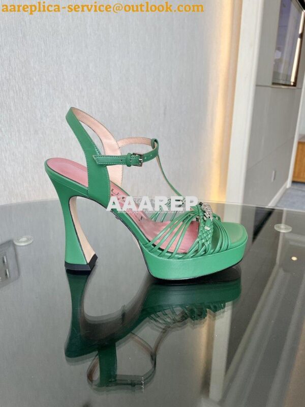 Replica Gucci GG-Chain Leather Sandals 746614 Green 10