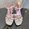 Replica Gucci GG-Chain Metallic-Leather Sandals 746614 Gold 2