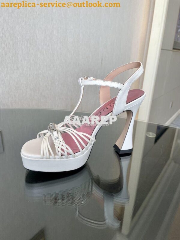 Replica Gucci GG-Chain Leather Sandals 746614 White 6