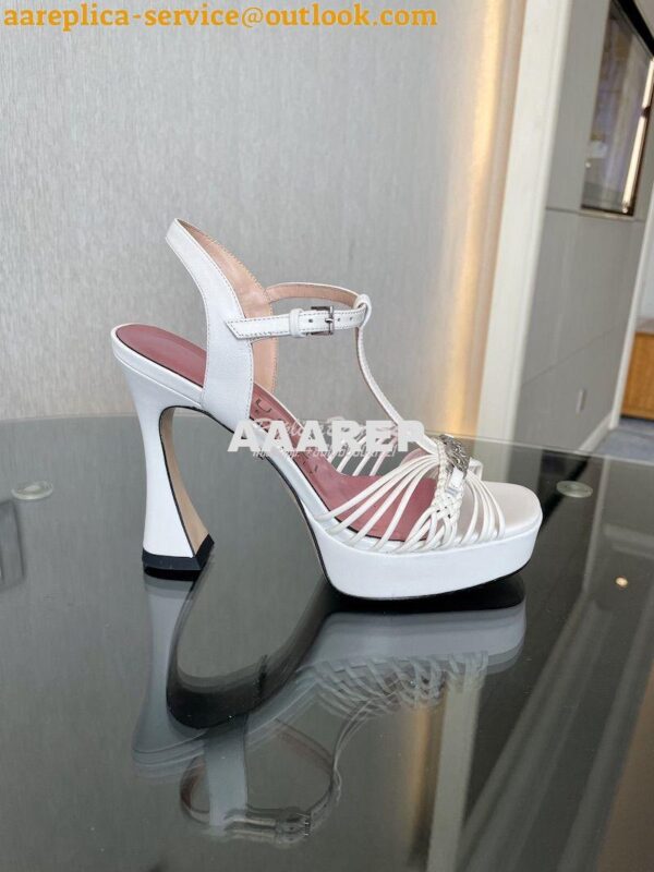 Replica Gucci GG-Chain Leather Sandals 746614 White 7