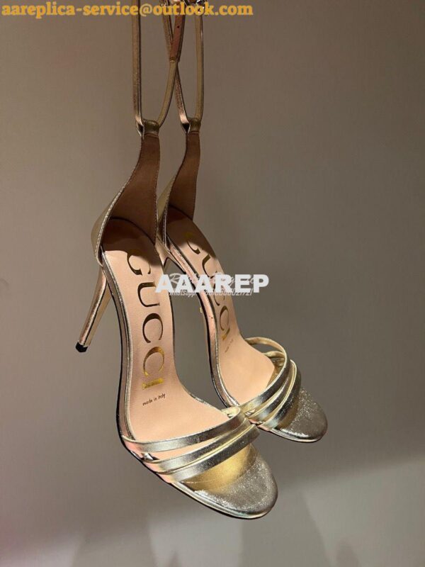 Replica Gucci Heeled Metallic Sandal 551213 3